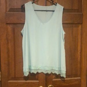 Light Mint green no brand sleeveless tank with lace bottom